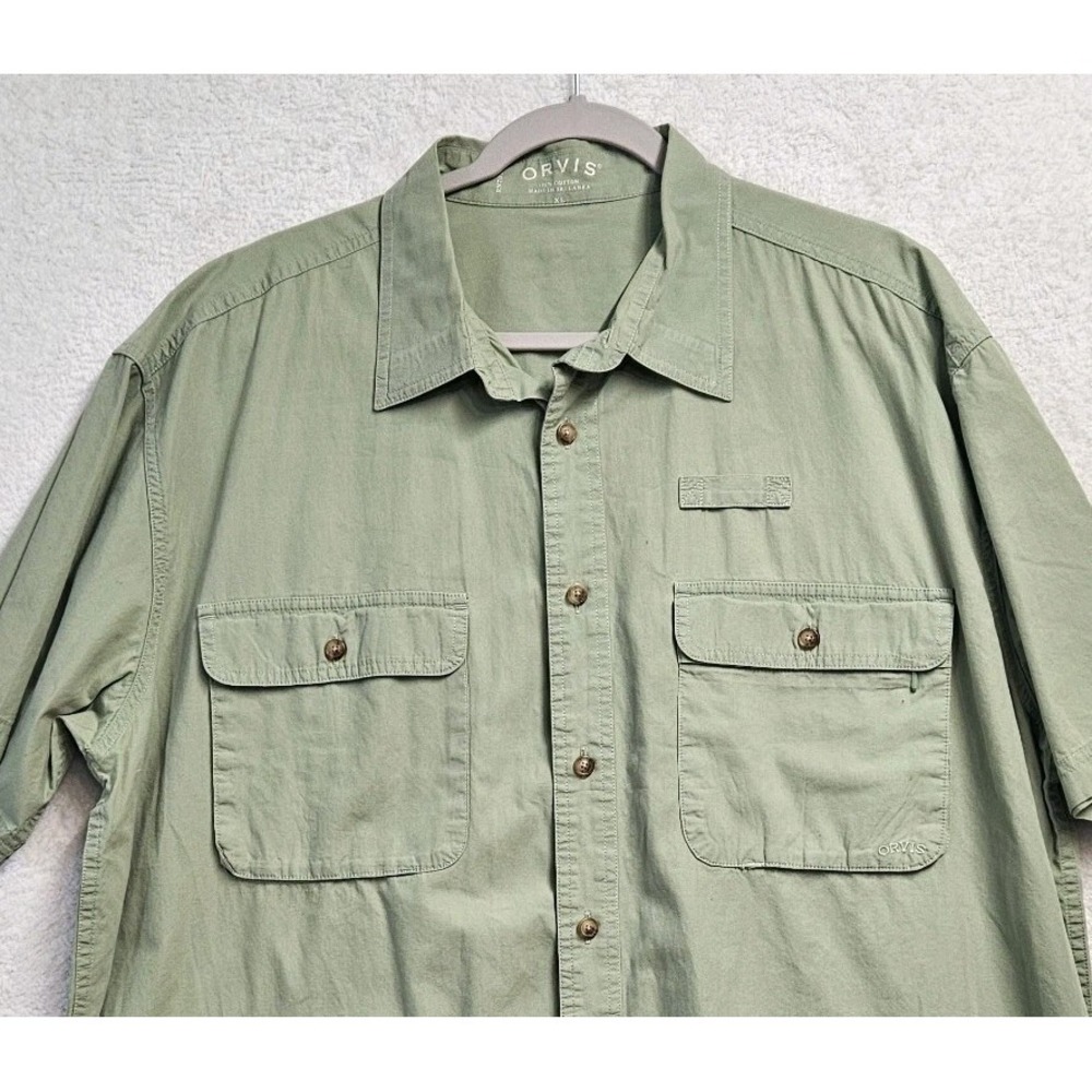Orvis Shirt Mens Size XL Green Short Sleeve Button Up Fishing Outdoor Hiking